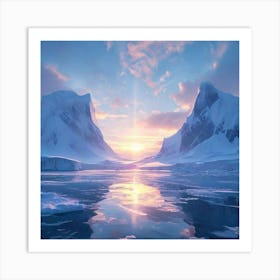 Antarctic Bathed In The Ethereal Glow Of A Heavenly Realm Art Print