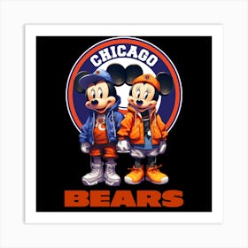 Mickey & Minnie Chicago Bears Art Print