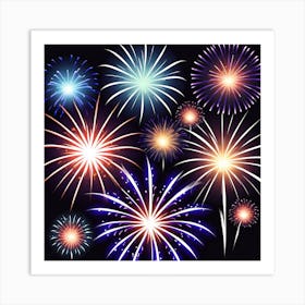 Fireworks On Black Background 1 Art Print