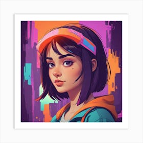 Girl In A Futuristic City Art Print