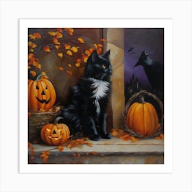 Crows And Pumpkins Art Print