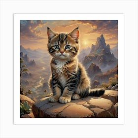 Kitten In The Sunset Art Print