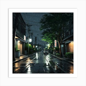 Rainy Night Street Art Print