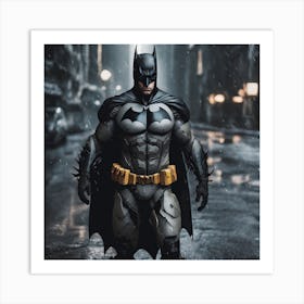 Batman In The Rain Art Print