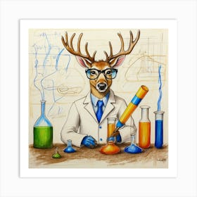 Deer Scientist 4 Art Print