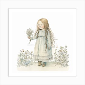 Little Girl With Flowers 1 Art Print