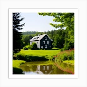 Pond And House 1 Art Print