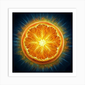 Orange Slice With Energetic Glowing Effect Art Print