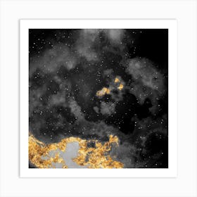 100 Nebulas in Space with Stars Abstract in Black and Gold n.057 Art Print