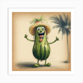 Cucumber In A Hat 1 Art Print