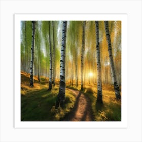 Birch Trees In Autumn 17 Art Print