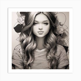 drawing beautiful girls Art Print