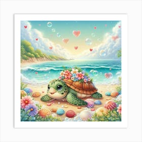 Turtle On The Beach Art Print