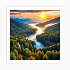 Sunset In The Mountains Art Print