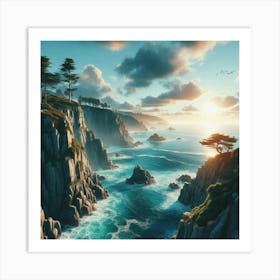 Sunset At The Cliffs Art Print