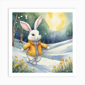 Rabbit In The Snow Art Print