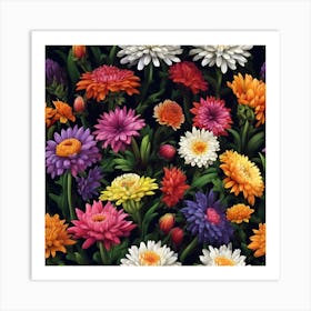 Florist Chrysanthemums in Dolly Mixture Colours Poster