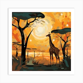 Giraffe Painting Art Print