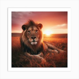 Lion At Sunset 3 Art Print
