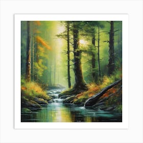 Stream In The Forest 3 Art Print