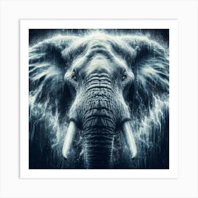 Elephant In The Rain 2 Art Print