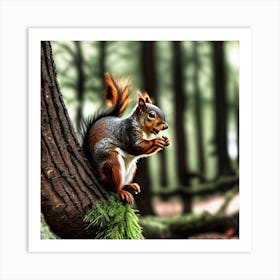 Squirrel In The Forest 144 Art Print