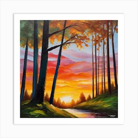 Sunset In The Woods 21 Art Print