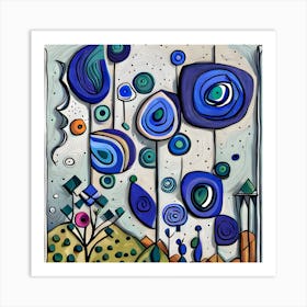 Blue Flowers Art Print