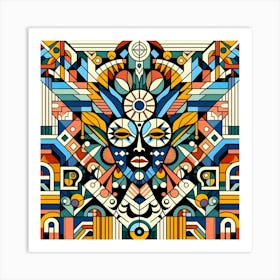 Abstract Psychedelic Art Deco Meets African Painting Art Print