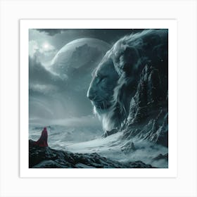 Lion In The Snow Art Print