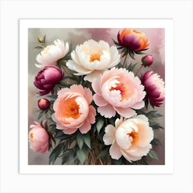 Peonies In A Vase 3 Art Print