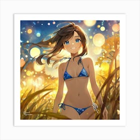 Anime Girl In Bikini nm Art Print