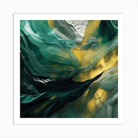 Emerald Gold Flow 17 1 Art Print