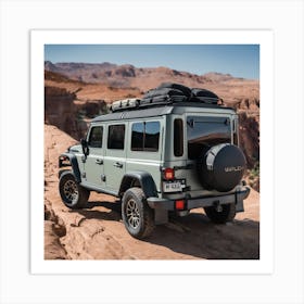 Defender Parked In The Desert Art Print