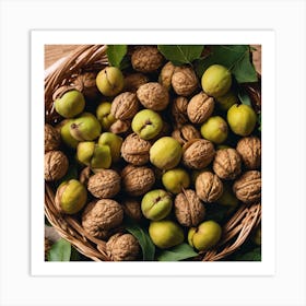 Walnuts In A Basket 3 Art Print