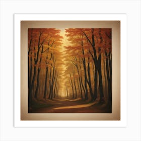 Autumn Forest Scenery Landscape Print Famous F 0 1 Art Print