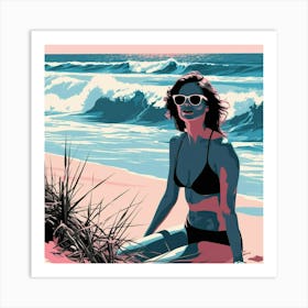 Girl On The Beach Art Print