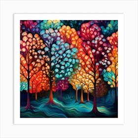 Colorful Trees In The Forest 3 Art Print
