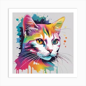 Colorful Cat Painting Art Print