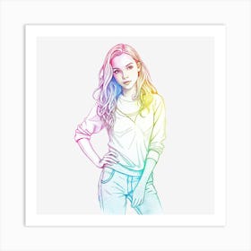 Girl With Rainbow Hair 4 Art Print