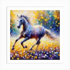 White Horse In A Field Art Print