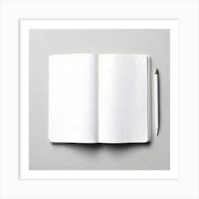 Mock Up Blank Pages Open Book Spread Unmarked Writable Notebook Journal White Clean Min (1) Art Print