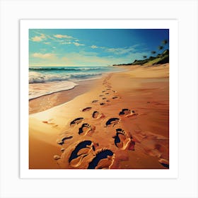 Footprints On The Beach 1 Art Print