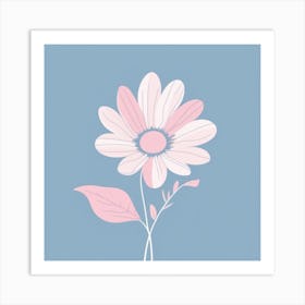 A White And Pink Flower In Minimalist Style Square Composition 344 Art Print