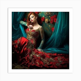 Woman In A Red Dress 2 Art Print