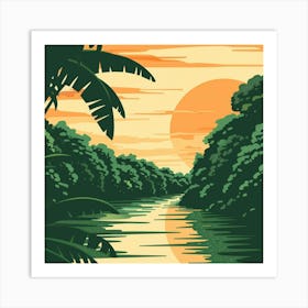 Sunset In The Jungle 1 Art Print