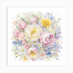 Watercolor Flowers 1 Art Print