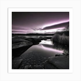 Purple Sky Over A Lake Art Print