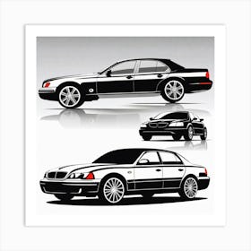 Black And White Car Silhouettes 1 Art Print