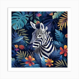 Zebra In The Jungle Art Print